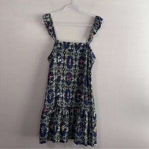 Aguabendita x Target Navy Blue Green Floral Tile Mini Dress Womens Large